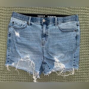Torrid Light Blue distressed High-Rise Denim Shorts